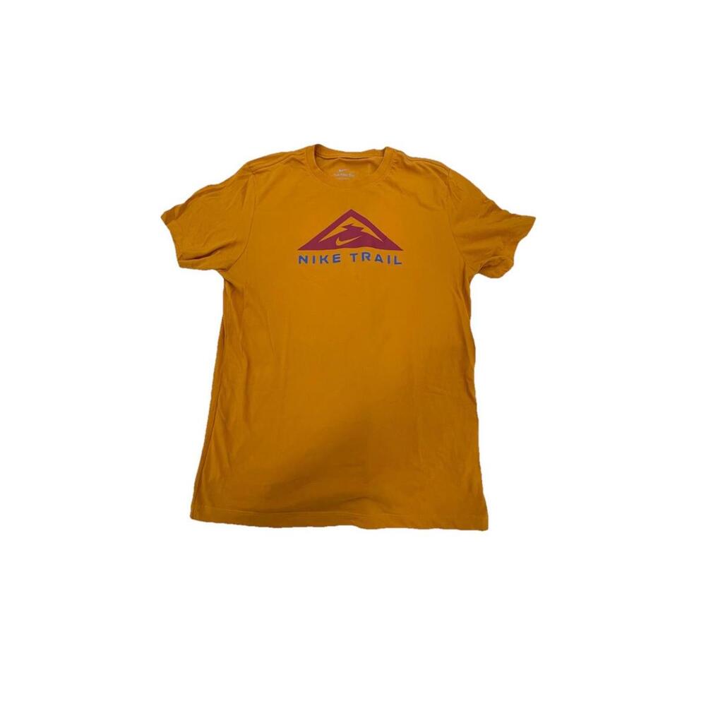 Nike Trail Hiking Running Graphic T Shirt Mens M Orange Short‎ Sleeve Tee H62